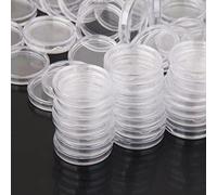 HOHOVYVY 100Pcs 33mm Chiaro Rotondo Plastica Portamonete Capsule Contenitore Scatola di Immagazzinaggio