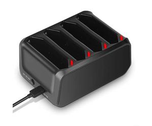 HOHOVYVY Caricabatterie a 4 batterie con ingresso USB-C/DC 4 A, ricarica rapida e indicatore LED compatibile con scanner manuali Zebra/per simbolo TC70/TC72/TC75/TC77