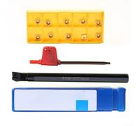 HOHOVYVY CCMT060204-HM - Scalpello rotante, 10 pezzi, inserti in metallo duro + S10K-SCLCR06 tornio per barra di tornitura