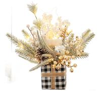 HOHOVYVY Decorazioni natalizie Composizione Floreale Con Luci Pigne Artificiali E Rami Decorazione In Legno E Plastica (B)