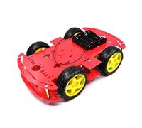 HOHOVYVY Kit telaio a doppio fondo acrilico per auto robotica intelligente con vano batteria e kit elettronico completo per Arduino fai da te (rosso)