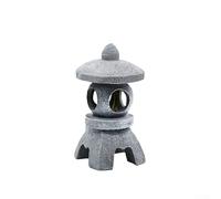 HOHOVYVY Lanterna solare Pagoda LED illuminazione da giardino lampada da sentiero Zen decorazione resina effetto pietra automatica impermeabile grigio (B)