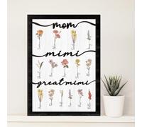 HOHOVYVY Lavagna in Legno Personalizzata Arte Della Parete Con Disegno Floreale E Cognome Di Compleanno Personale Per La Nonna (M)