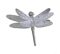 HOHOVYVY Pendente Libellula Scintillante Per Decorazione Festiva, Gioielli Artificiali Glitter Libellula Per Albero, Corona E Tavolo(Silver)