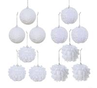 HOHOVYVY Set di 12 decorazioni natalizie decorative per albero di Natale in pizzo bianco