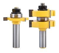 HOHXEN 2PZ di Punte per Fresa con Scanalatura e Lingua, Fresa per Legno a Forma di 3 Denti, Utensili per la Lavorazione del Legno(Gambo 1/2”, Larghezza dei Denti 1/2”&1/4”, Profondità dei Denti 1/2”)