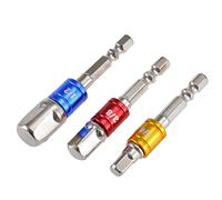 HOHXEN 3 Pezzi 1/4'' 3/8'' 1/2'' Adattatore Esagonale Esteso per Trapano Elettrico a Percussione, Portainserti Magnetico, Set di Chiavi a Bussola, Estensione a Cricchetto, Utensili Elettrici