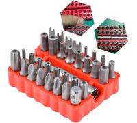 HOHXEN 33 Pezzi Punte per Cacciavite, Sicurezza Bit Sets Tamper Proof Sicurezza Vite Hex Bit Head Set con Supporto Magnetico di Estensione Bit, 1/4" Kit Cacciavite Metrico - Scatola Rossa