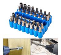 HOHXEN 33 Pezzi Punte per Cacciavite, Sicurezza Bit Sets Tamper Proof Sicurezza Vite Hex Bit Head Set con Supporto Magnetico di Estensione Bit, 1/4" Kit Cacciavite Metrico - Scatola Blu