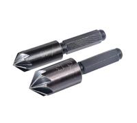 HOHXEN Set di 2 Punte da Trapano Svasate e Smussate, 7 Scanalature con Rivestimento in Titanio, Attacco Esagonale da 1/4'' per la Sbavatura di Legno, Metallo, Fibra di Legno, Compensato, Plastica