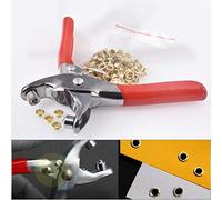 HOHXEN Set di Pinze per Rivetti e Punzoni, Set di Pinze per Occhielli con 100 Rivetti Metallici da 4mm per Abbigliamento Fai da Te, Pelle, Tela, Scarpe, Borse, Oggetti Artigianali in Plastica Sottile