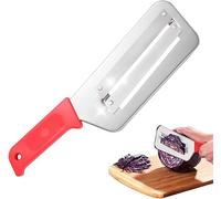 HOIDOKLY Coltello trituratore in acciaio inossidabile, affettatrice a doppio strato, trituratore per cavoli, lame affilate, taglierina julienne resistente, facile da pulire (rosso, 1 pezzo)