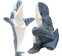 HOIDOKLY Coperta di Squalo,Coperta Di Squalo Indossabile,Felpa Con Cappuccio Di Coperta Di Squalo Accogliente Di Flanella Super Morbida,Tutina Di Coperta Di Squalo,Divano Coperta-L