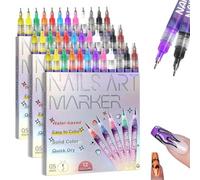 HOIDOKLY Set di 12 penne colorate per nail art, 2026, pennarelli per nail art 3D, strumenti per nail art per graffiti, punteggiare, disegnare, pitturare, fai da te (set da 3)