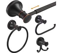 Hoimpro Set da bagno in bronzo lucidato ad olio in 4 pezzi, montaggio a parete Apparecchio hardware per bagno (portasciugamani regolabile, porta asciugamani, porta asciugamani di carta, doppio gancio