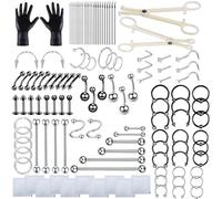 HOINCO 124Pcs Piercing Kit per tutti i piercing del corpo con strumenti di piercing per le naso orecchio labbra lingua cartilagine e altro ancora con 12G 14G 16G 18G 20G ago di piercing. (Black)