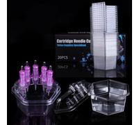 HOINCO 20PCS Porta Tazza Della Cartuccia Del Tatuaggio Esagonale, Trasparente In Plastica Cartuccia Del Tatuaggio Tatuaggio Un Pezzo Ago Posizionamento Rack. (Hexagon)