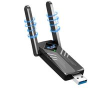 HOISGEAR Chiavetta USB WiFi AX1800 Mbps 2.4GHz/5.0GHz Adattatore Wireless 6 con 2 Antenne 3dBi per PC Fisso Win7/Win10/Win11