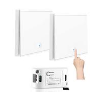 HOISGEAR Interruttore radio luce 230 V 10 A, interruttore della luce radio senza batteria, set con 1 controller ricevitore 433 MHz 10 A e 2 interruttori radio da parete a 1 via, telecomando fino a 50