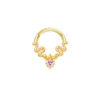 Hoisy 16G 1,2x10mm Piercing Helix Anello Acciaio Inossidabile Donna, Cerchio e Serpente con Cuore Zirconio Cubique, Septum Piercing Oro e Rosa