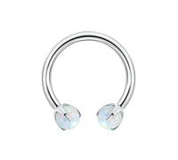 Hoisy 16G 1,2x6mmx3mm Ferro di Cavallo Piercing per Naso Titanio G23 Uomo, Rotondo con Opale, Piercing Naso Nostril Argento Bianco Colorato Opale