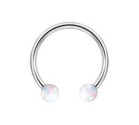Hoisy 16G 1,2x8x3mm Ferro di Cavallo Piercing Helix Titanio G23 Uomo, Rotondo con Opale, per Piercing Naso Donna Argento Bianco Colorato