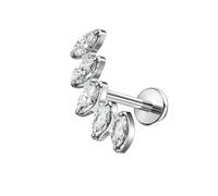 Hoisy 18G 1,0x10mm Titanio G23 Piercing Naso Stud Donna, Marchesa con Zirconia Cubica, Piercing Naso Argento