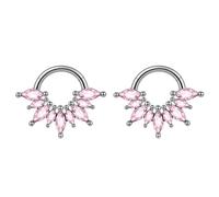 Hoisy 2 Pezzi 16G 1,2x8mm Piercing Naso Anello Cerchio Acciaio Inossidabile Donna, Cerchio con Marchesa Zirconia Cubica, Piercing Naso Rosa Argento Donna