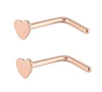 Hoisy 2 Pezzi 20G 0,8x7x3mm Piercing Naso Acciaio Inossidabile Stud Uomo, Cuore con Forma L, Piercing Septum Multicolore Donna