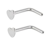 Hoisy 2 Pezzi 20G 0,8x7x3mm Piercing Naso Acciaio Inossidabile Stud Uomo, Cuore con Forma L, Piercing Septum Multicolore Donna