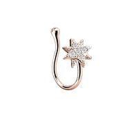 Hoisy 20G 0,8x10mm Rame Piccolo Stud Naso Senza Piercing Uomo, Forma U e Stella con Zirconio Cubique, Naso Piercing Uomo Oro Rosa