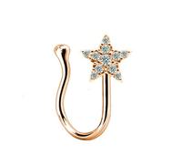 Hoisy 20G 0,8x10mm Senza Piercing Stud per Naso Rame Uomo, Forma U e Stella con Zirconio Cubique, Naso Piercing Piccolo Uomo Oro Rosa