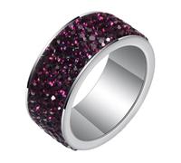 Hoisy Anelli in Acciaio Inossidabile Personalizzabile con Incisione Donna Uomo, Rotondo 8MM con Zirconia Cubica Viola Scuro Anello Fidanzamento Uomo Argento Viola Scuro, Misura 11(51mm)