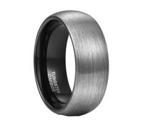Hoisy Anelli Personalizzabile con Incisione Tungsteno Donna Uomo, 8MM Rotondo Spazzolato Anelli Uomo in Argento Nero, Taglia 31(71mm)