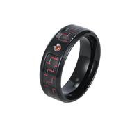 Hoisy Anelli Uomo con Incisione Personalizzata in Acciaio Inossidabile, 8MM Rotondo e Fibra di Carbonio con Zirconia Cubica Anello di Promessa per Uomo in Nero Rosso, Misura 27(67mm)