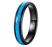 Hoisy Anello con Incisione Personalizzabile Tungsteno per Unisex Moderno, 8MM Rotondo e Turchino Anello in Nero Blu per Fidanzamento Uomo, Misura 17(57mm)