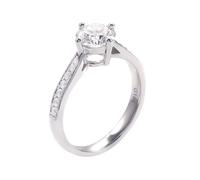 Hoisy Anello da donna in oro bianco 9 K/14 K/18 carati, anello da donna in oro bianco con 4 colletti rotondi con moissanite, 49 (15.6), Moissanite, Moissanite
