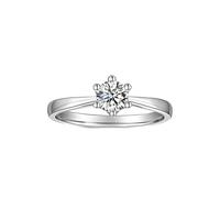 Hoisy Anello da donna in oro bianco 9 K/14 K/18 carati, anello da donna in oro bianco con 6 colletti solitari rotondi con moissanite, 21 (19,4), Moissanite, Moissanite