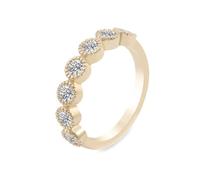 Hoisy Anello da donna in oro giallo 9 K/14 K/18 carati, con moissanite rotondo, per fidanzata, moglie, madre, 20 (19,1), Moissanite, Moissanite