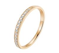 Hoisy Anello da donna in oro giallo 9 K/14 K/18 carati, con moissanite, rotondo, per fidanzata, moglie, madre, 13 (16,9), Moissanite, Moissanite
