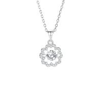 Hoisy Ciondolo Collana Oro Bianco 18 K 750 Donna, Fiore Cavo con Moissanite da 0,5ct, Collana Verde Argento Donna Catena
