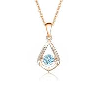 Hoisy Collana con Pendente Oro Rosa 9K Donna, Goccia d'acqua Cava con Topazio e Moissanite, Ciondoli Collana Matrimonio Oro Rosa Blu