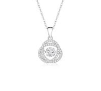 Hoisy Collana Oro Bianco 14Kt Donna con Ciondolo, Cavo e Geometrico con Topazio e Moissanite, Collana Donna Blu Argento con Pendenti
