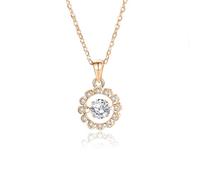 Hoisy Collana Oro Rosa 18 K con Pendente Donna, Fiore e Rotondo Cavo con Moissanite da 0,5ct, Collana Catena Donna Oro Rosa