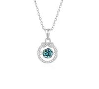 Hoisy Collana Pendente Donna Oro Bianco 9Kt/14Kt/18Kt, Infinito con Topazio da 0,5ct e Diamante, Collana di Fidanzamento Blu Argento