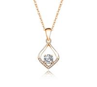 Hoisy Collana Pendente Oro Rosa 14Kt Donna, Goccia d'acqua Cava con Moissanite da 0,5ct, Catenina Collana Oro Rosa