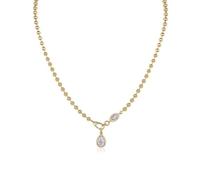 Hoisy Collane Pendente Oro 14 K Donna, Goccia d'acqua e Marchesa con Moissanite, Catenina Collana Oro