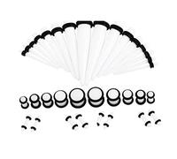Hoisy Confezione da 36 Pezzi Dilatatori per Orecchie, 1.6mm-10mm(14G-00G) Set Dilatatore Lobi, Set Piercing Orecchio Cono, Acrilico, Bianco