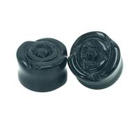 Hoisy Dilatatori 2PCS, Set Dilatatore Lobi 8mm(0G), Motivo a Rosa Agata Nera, Pietra, Nero