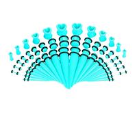 Hoisy Dilatatori Confezione da 48, Set Dilatatore Lobo 1.6mm-12mm(14G-1/2 inch), Set Piercing Orecchio Cono e Cuore, Acrilico, Blu Turchese